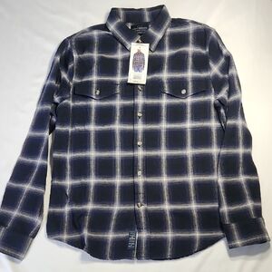 Lucky Brand Men’s Dark Plaid Flannel Long Sleeve Button-Up Shirt – Size Small